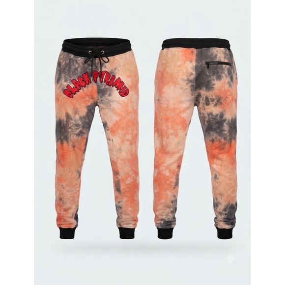 Black Pyramid Other - Rare Black Pyramid Tie Dye Sweatpants Joggers Orange Black Streetwear Men S